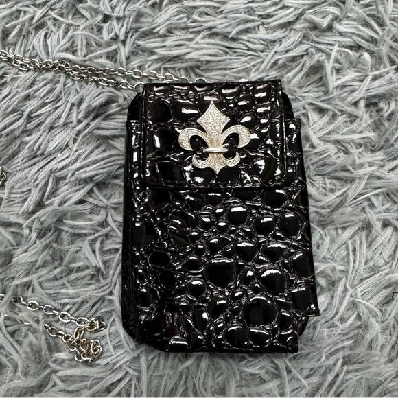 Small Reptile Print Wallet with Crossbody Strap - Picture 2 of 5